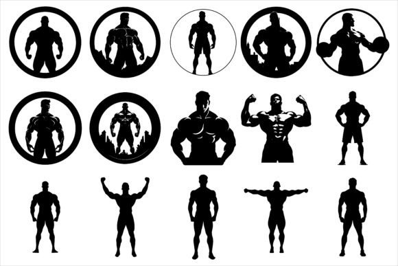 Fitness Body Builder Gym Silhouette Set: A Must-Have Design Resource for Modern Businesses