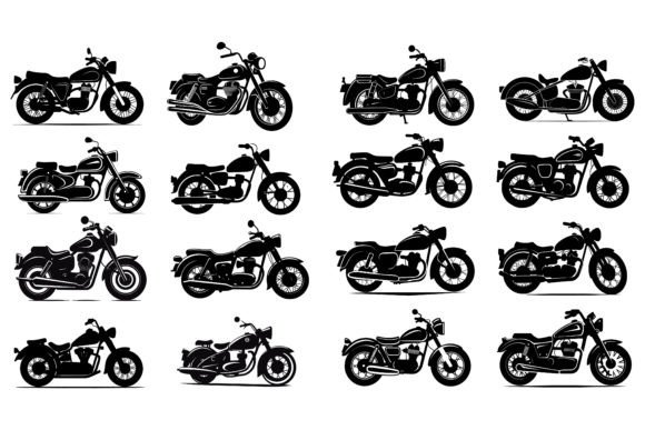 Motorcycle Bike Silhouette Set Vector for Professional Designers