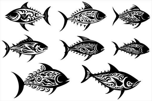 Tuna Fish Mandala Silhouette Design: A Unique Vector for Modern Creatives